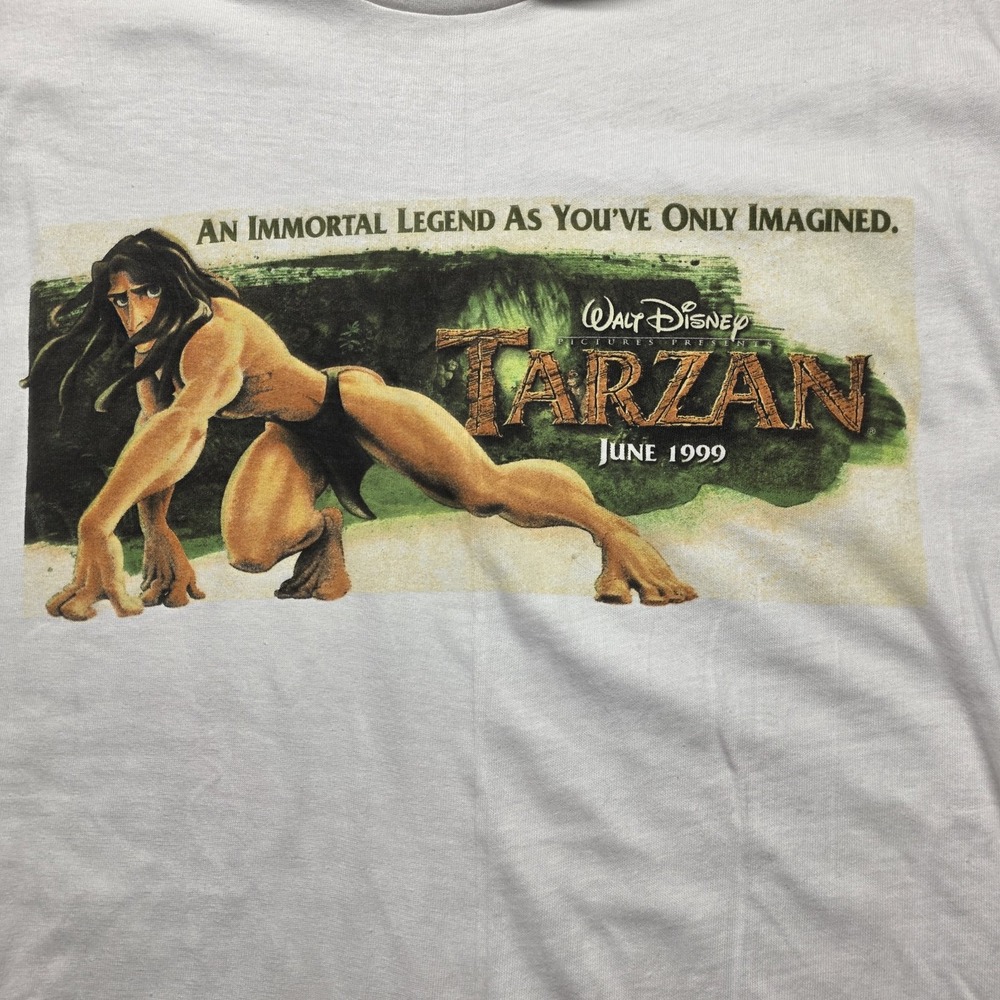 Vintage Walt Disney Tarzan 1999 Promo T-Shirt Men's XL White Hanes Beefy-T USA